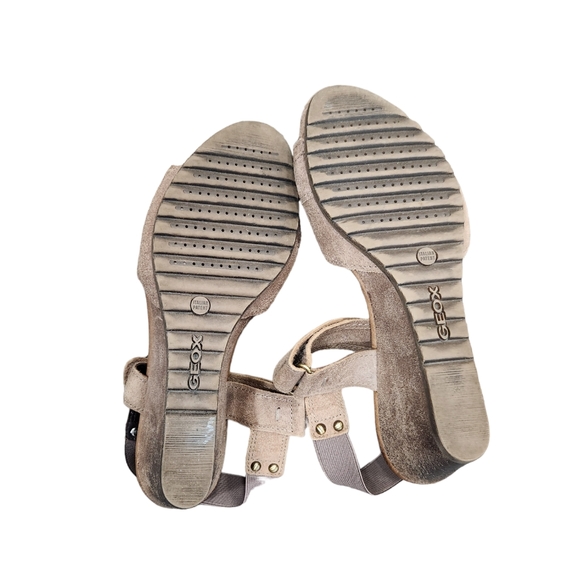 Geox Respira Italian leather tan wedge sandal sz 41 - Picture 5 of 8
